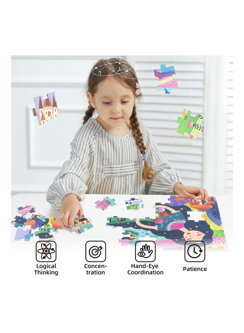 ألغاز 27.5 × 15.7 للأطفال من عمر 4-8 سنوات، ألعاب تعليمية وتعلم في مرحلة ما قبل المدرسة، ألغاز متقطعة للأطفال من عمر 6-10 سنوات، ألعاب ألغاز للأطفال مع صندوق تخزين (لغز الأميرة النائمة) - Image 3